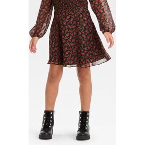 Girls Chiffon Mini Skirt Art Class Black Floral Size XXL‎ (16-18) NWT